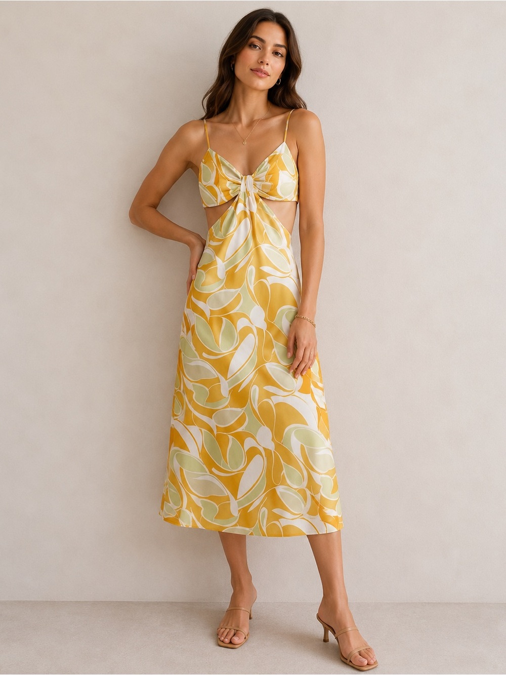 Anthropologie Cutout Printed Slip Midi Dress – Size Medium
